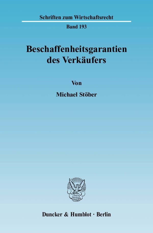 Cover: 9783428118786 | Beschaffenheitsgarantien des Verkäufers. | Michael Stöber | Buch