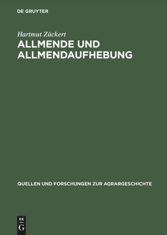 Cover: 9783828202269 | Allmende und Allmendaufhebung | Hartmut Zückert | Buch | Deutsch