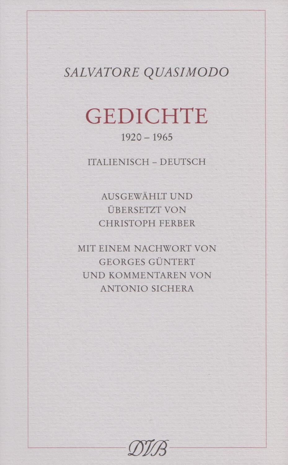 Cover: 9783871620713 | Gedichte | 1920-1965. Italienisch - Deutsch | Salvatore Quasimodo