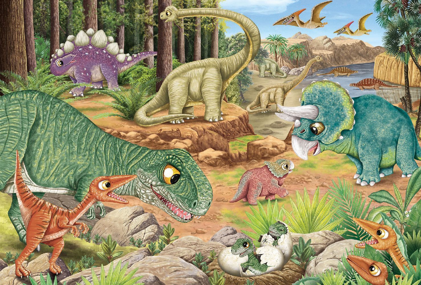 Bild: 4001504564650 | Spaß mit den Dinosauriern | Kinderpuzzle Standard 3x24 Teile | Spiel