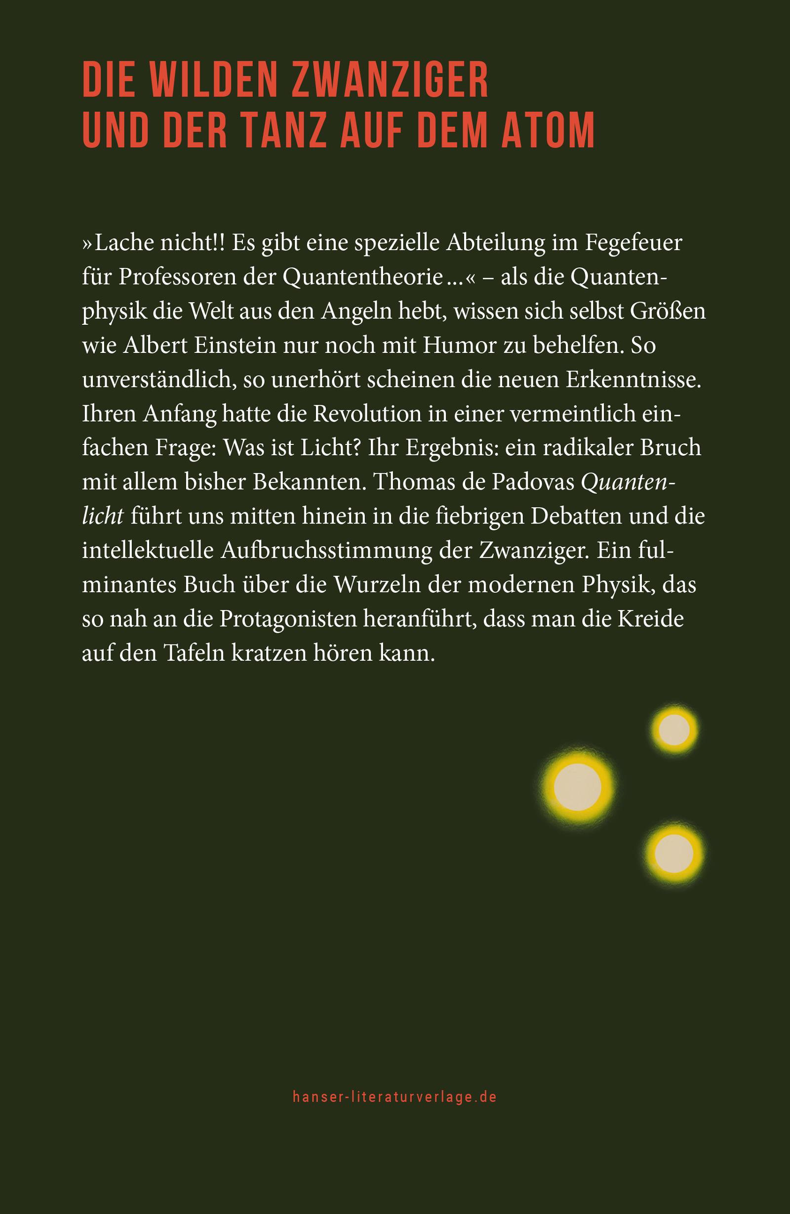 Bild: 9783446281349 | Quantenlicht | Das Jahrzehnt der Physik 1919-1929 | Thomas de Padova