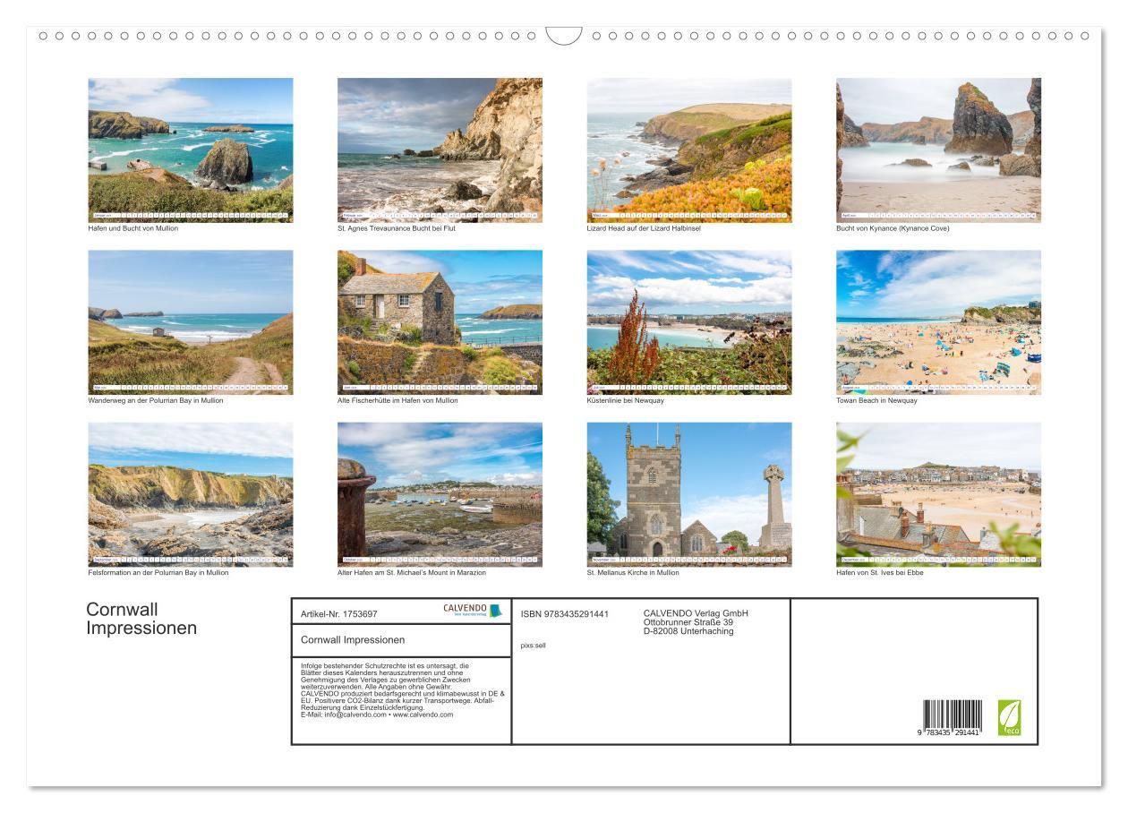 Bild: 9783435291441 | Cornwall Impressionen (Wandkalender 2025 DIN A2 quer), CALVENDO...