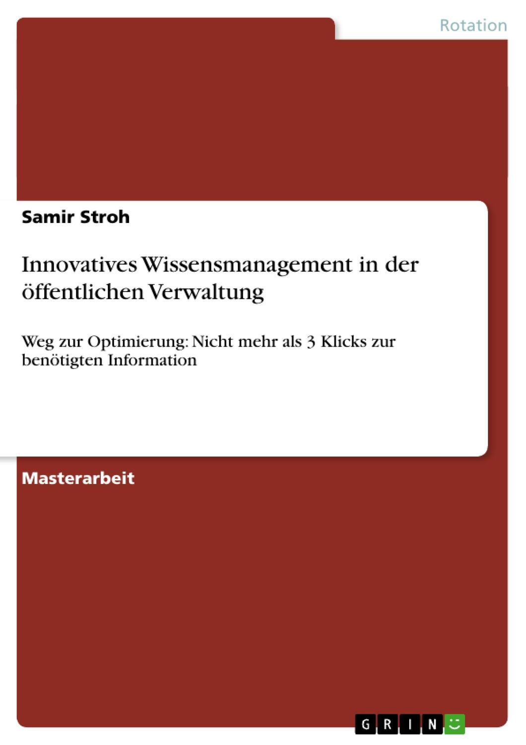 Cover: 9783656603948 | Innovatives Wissensmanagement in der öffentlichen Verwaltung | Stroh