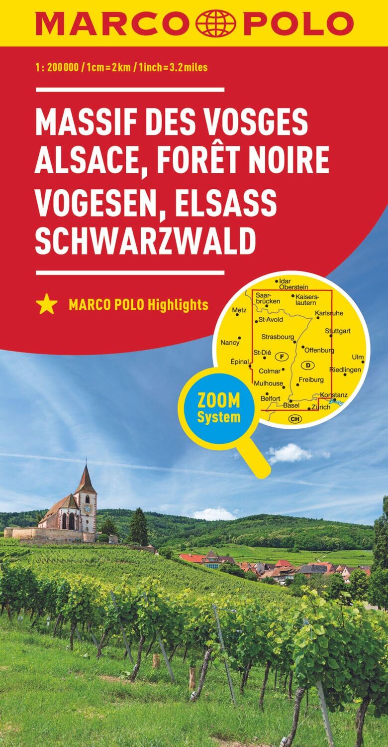 Cover: 9783829738927 | MARCO POLO Karte Frankreich Vogesen, Elsass, Schwarzwald 1:200 000