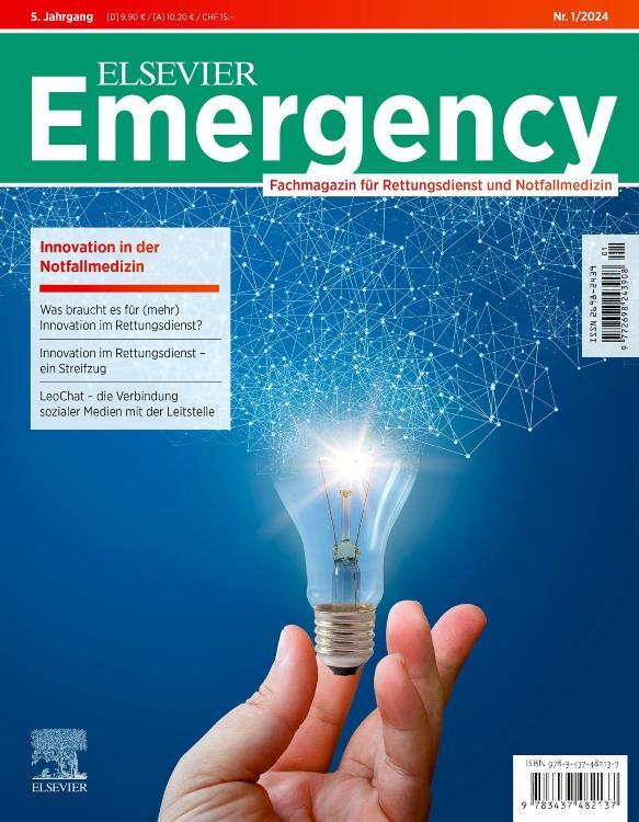 Cover: 9783437482137 | ELSEVIER Emergency. Innovation in der Notfallmedizin. 1/2024 | 80 S.