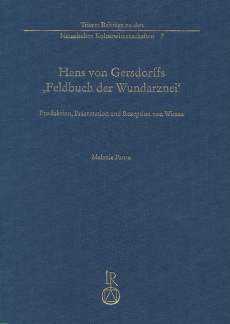 Cover: 9783895009075 | Hans von Gersdorffs "Feldbuch der Wundarznei" | Melanie Panse | Buch