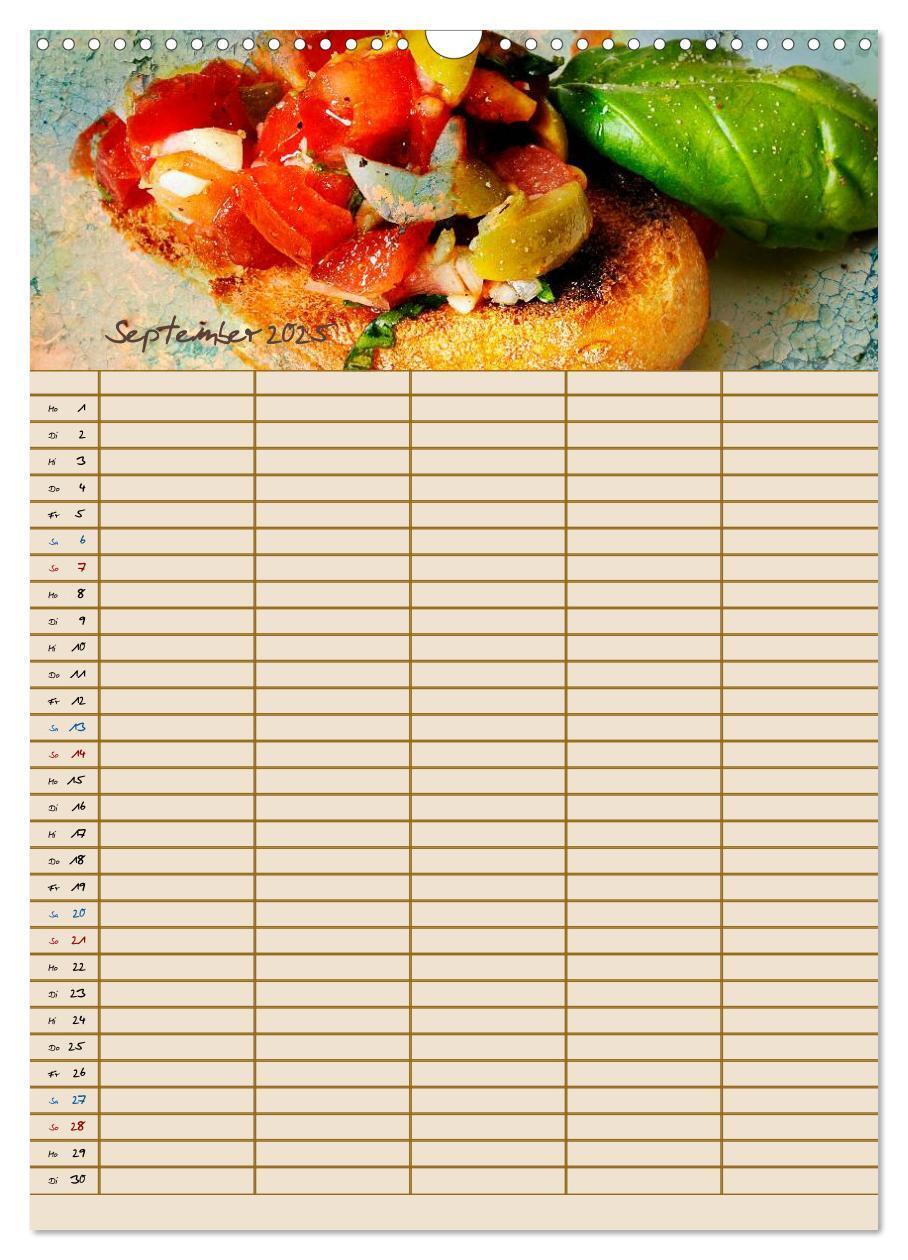 Bild: 9783435990832 | Italienische Küche mit Familienplaner (Wandkalender 2025 DIN A3...