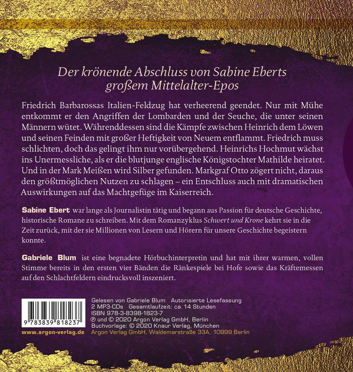 Rückseite: 9783839818237 | Schwert und Krone - Preis der Macht | Sabine Ebert | MP3 | 2 | Deutsch