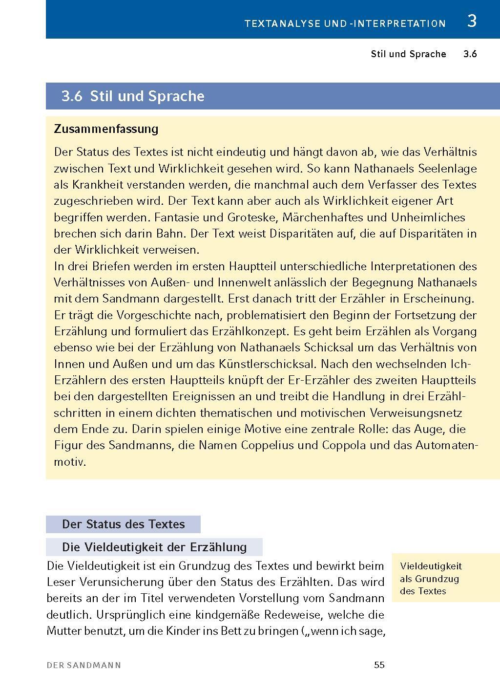 Bild: 9783804420724 | Der Sandmann - Textanalyse und Interpretation | Hoffmann | Taschenbuch