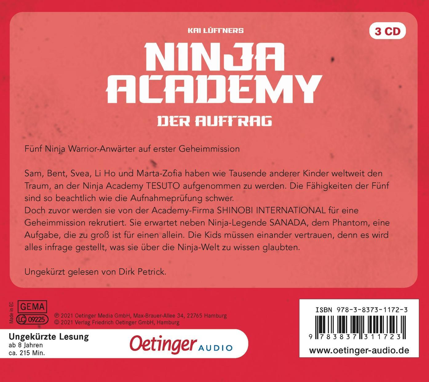 Rückseite: 9783837311723 | Ninja Academy 1. Der Auftrag | Der Auftrag | Kai Lüftner | Audio-CD