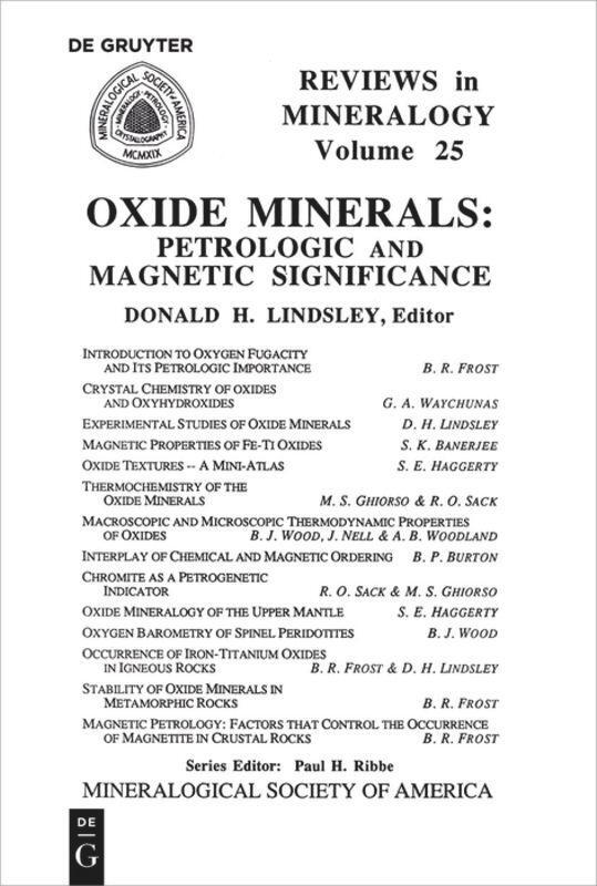 Cover: 9780939950300 | Oxide Minerals | Petrologic and Magnetic Significance | Lindsley | XIV