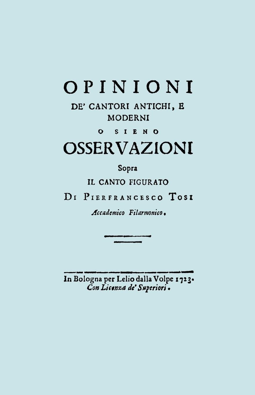 Cover: 9781906857646 | Opinioni de' Cantori Antichi, e Moderni. (Facsimile of 1723 edition).