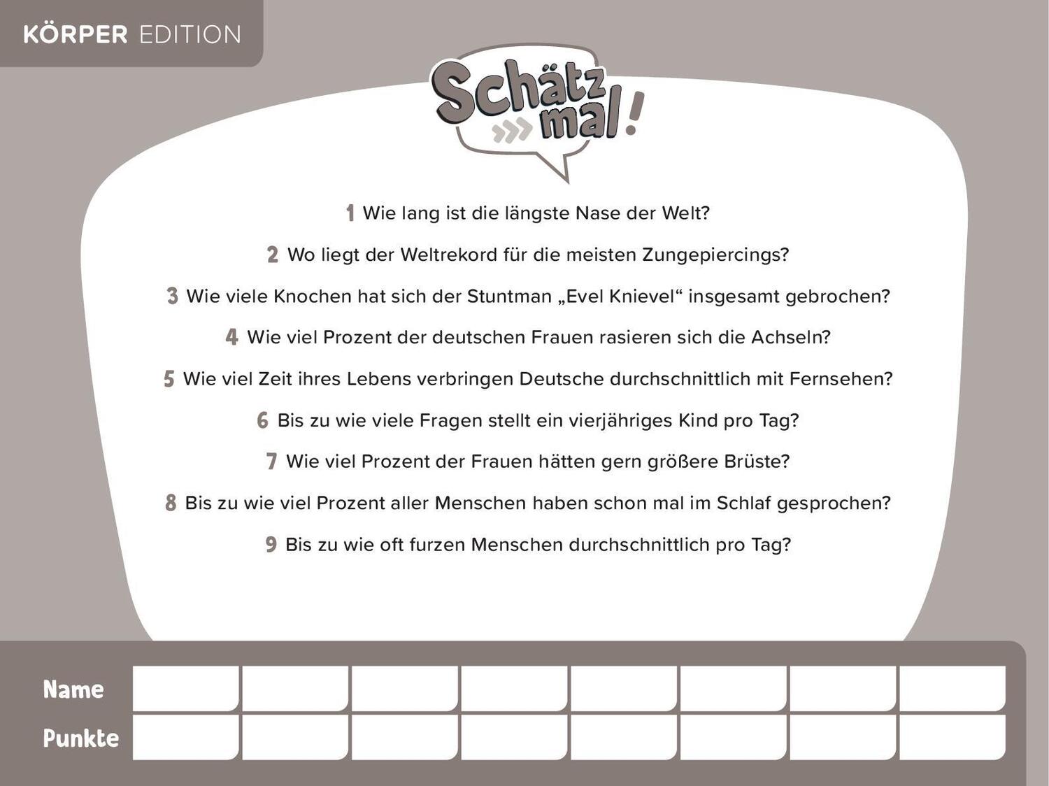 Bild: 9783989760103 | Schätz mal! Körper Edition | Taschenbuch | 96 S. | Deutsch | 2024