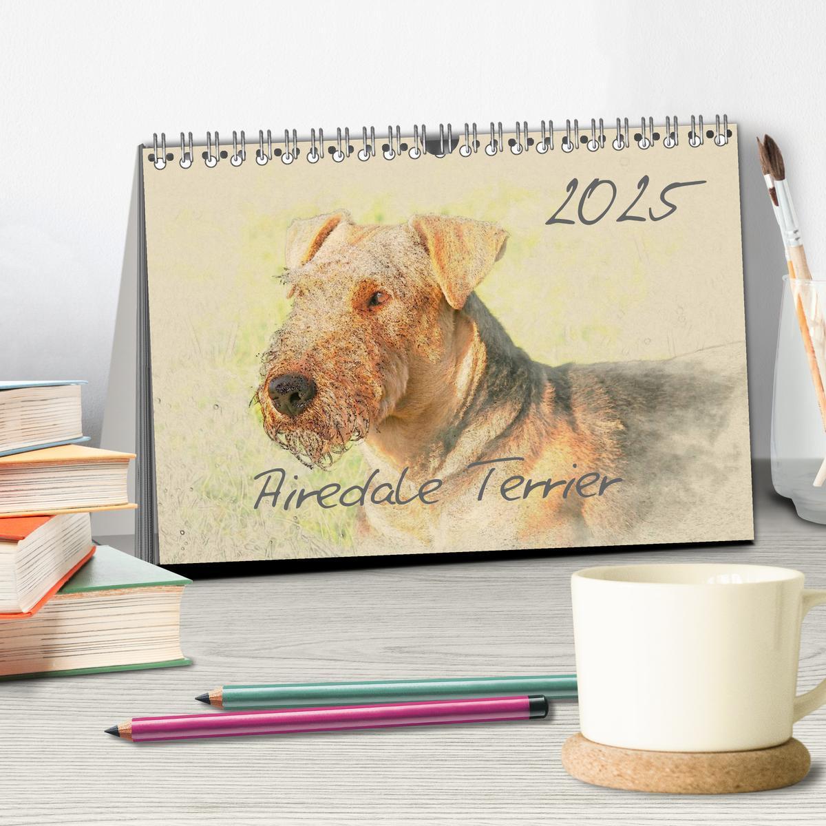 Bild: 9783435626366 | Airedale Terrier 2025 (Tischkalender 2025 DIN A5 quer), CALVENDO...