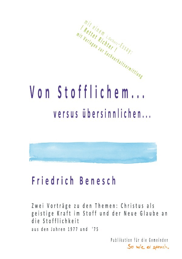 Cover: 9783754934111 | Vom Stofflichen...Versus dem Übersinnlichem... | Friedrich Benesch