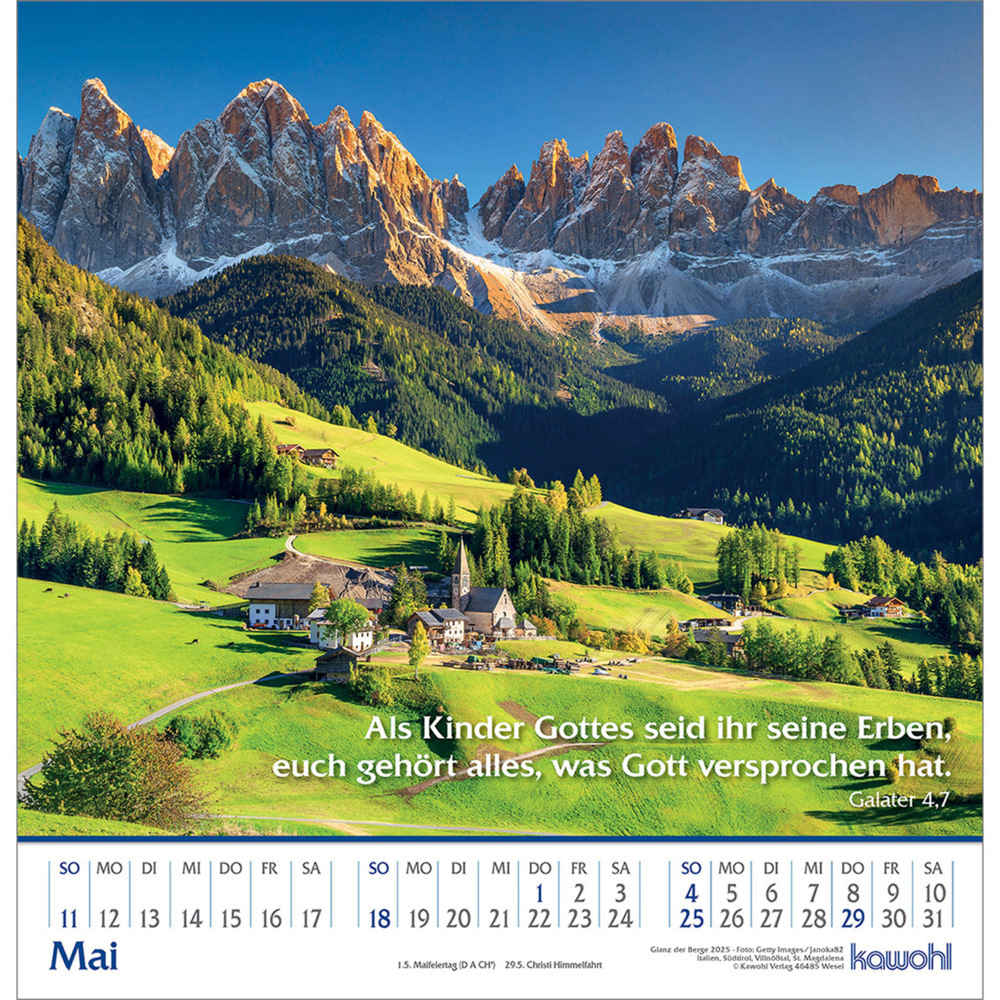 Bild: 9783754829059 | Glanz der Berge 2025 | Wandkalender mit Bergbildern und Bibelworten