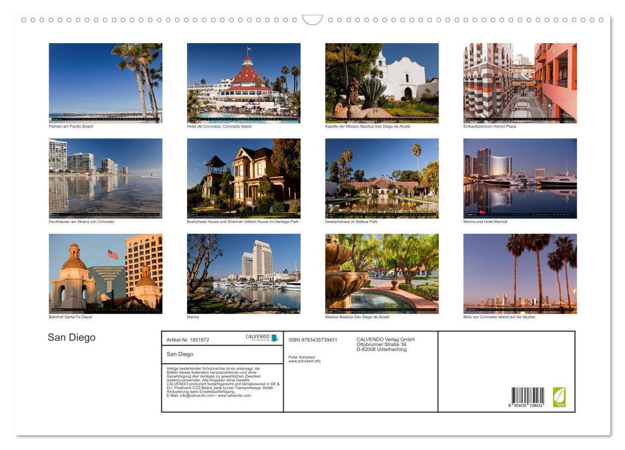 Bild: 9783435739431 | San Diego (Wandkalender 2025 DIN A2 quer), CALVENDO Monatskalender