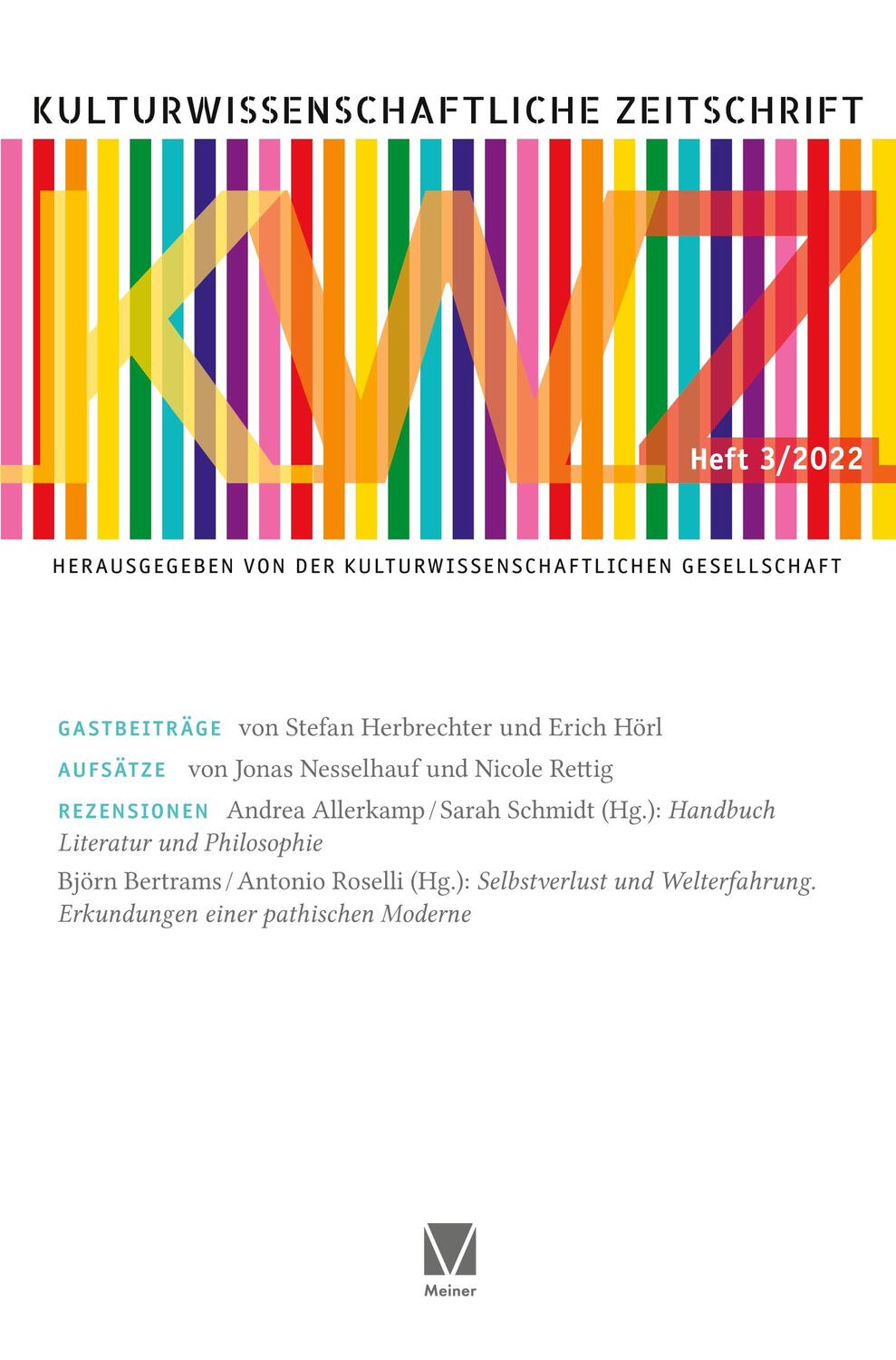Cover: 9783787345809 | Kulturwissenschaftliche Zeitschrift 3/2022 | Gesellschaft | Buch