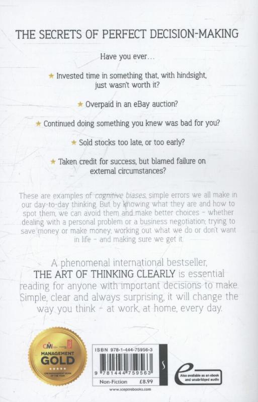 Rückseite: 9781444759563 | The Art of Thinking Clearly: Better Thinking, Better Decisions | Buch