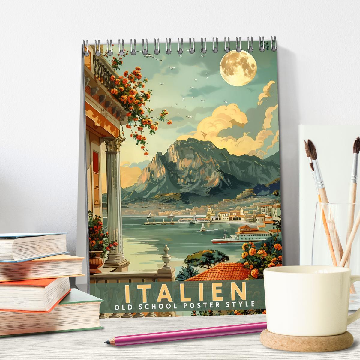 Bild: 9783457130339 | Italien - Old School Poster Style (Tischkalender 2025 DIN A5 hoch),...