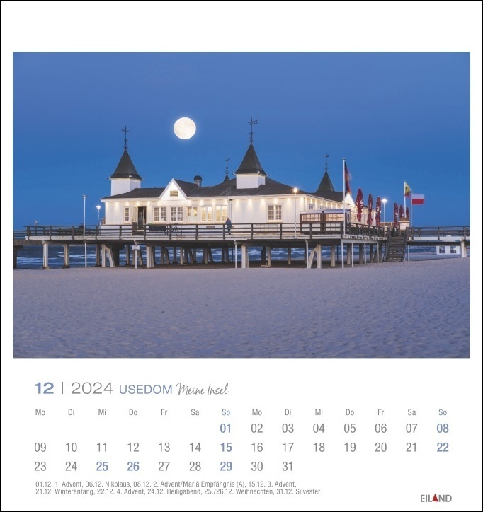 Bild: 9783964022868 | Usedom Postkartenkalender 2024. Traumhafter Fotokalender im...
