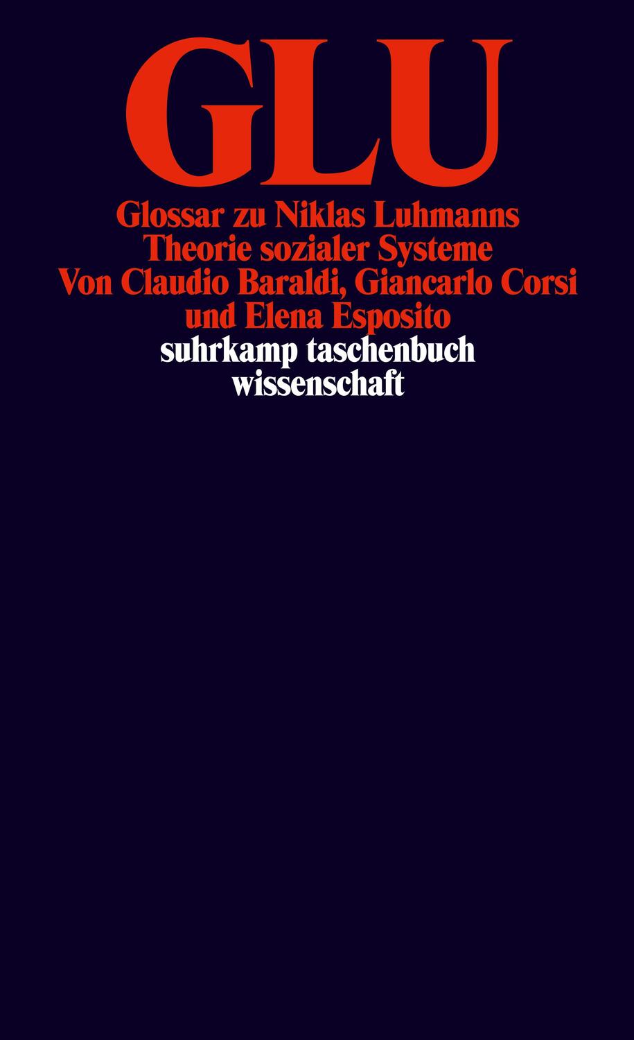 Cover: 9783518288269 | GLU | Glossar zu Niklas Luhmanns Theorie sozialer Systeme | Buch