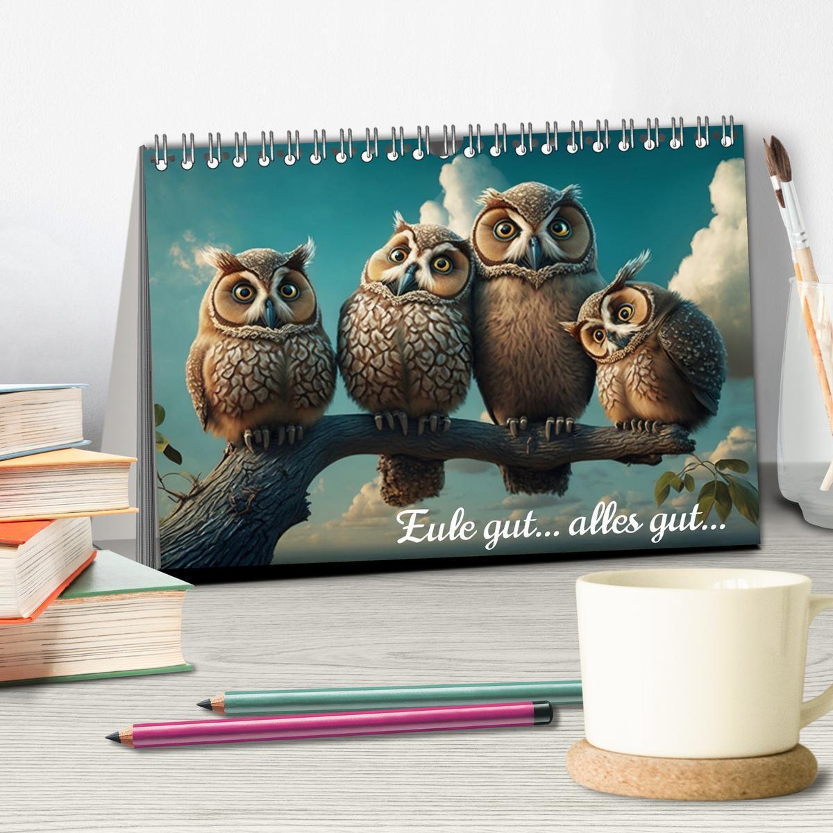 Bild: 9783383915765 | Eule gut... alles gut! (Tischkalender 2025 DIN A5 quer), CALVENDO...