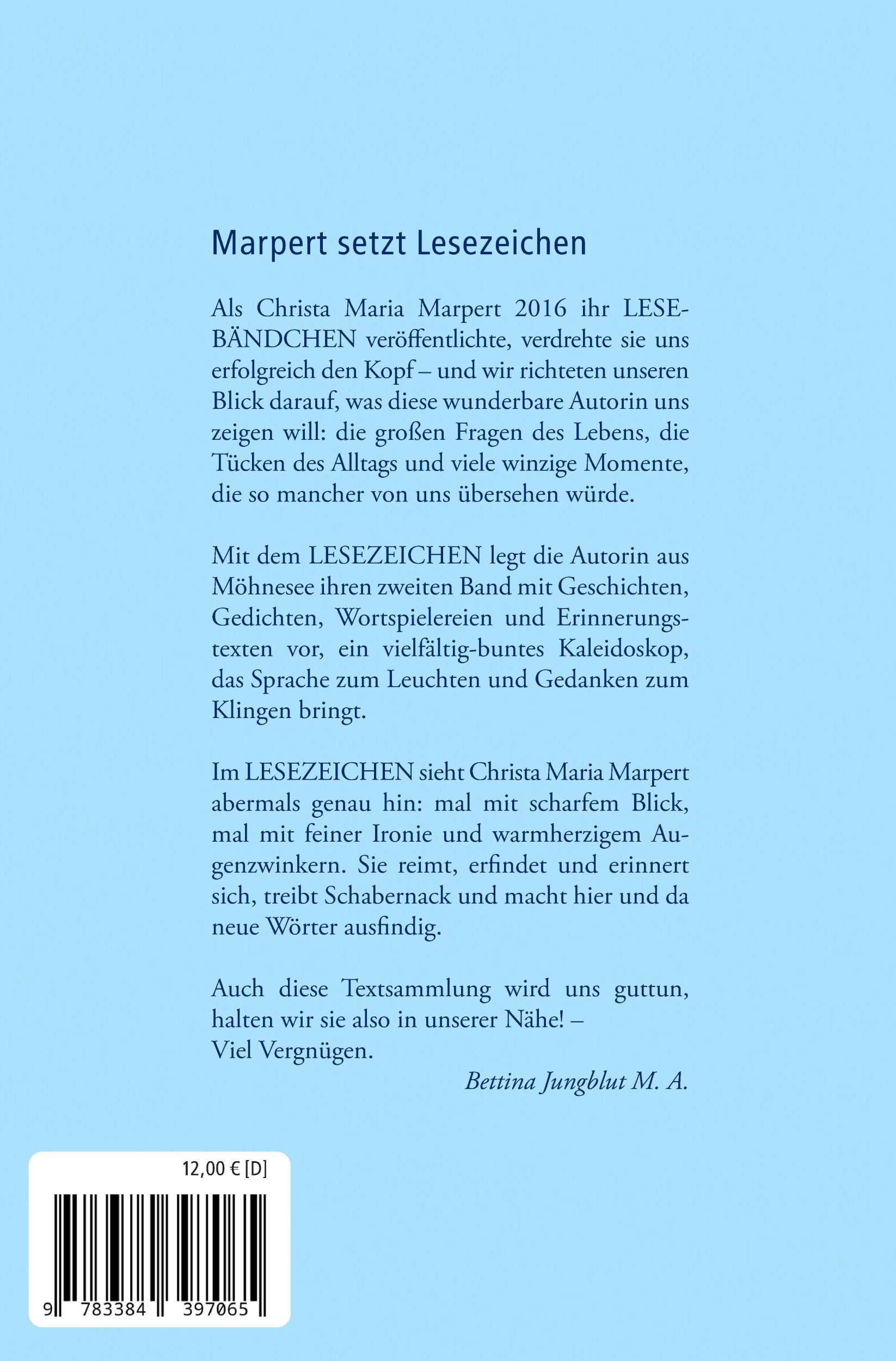 Rückseite: 9783384397065 | Lesezeichen | Christa Maria Marpert | Taschenbuch | Deutsch | 2024