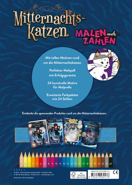 Bild: 9783473489176 | Ravensburger Malen nach Zahlen Mitternachtskatzen - 24 Motive - 24...