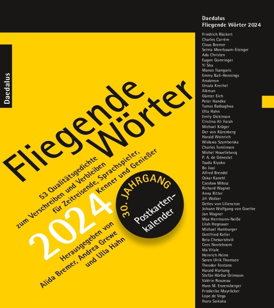 Cover: 9783891262894 | Fliegende Wörter 2024 | Ulla Hahn (u. a.) | Kalender | 56 S. | Deutsch