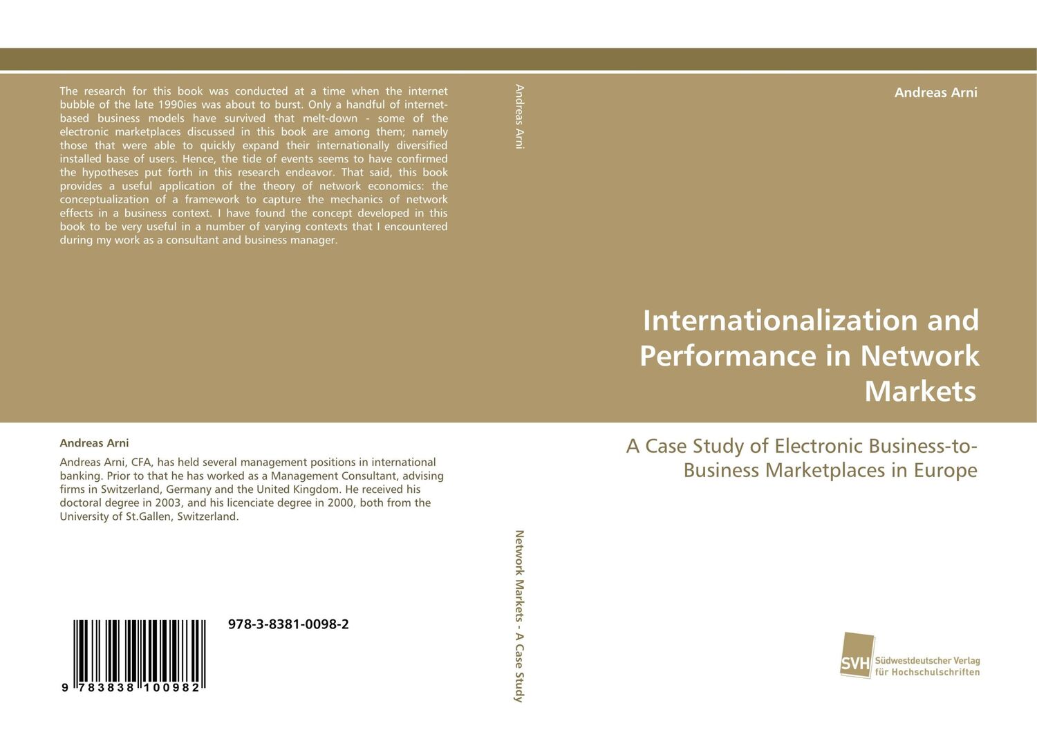 Cover: 9783838100982 | Internationalization and Performance in Network Markets | Andreas Arni