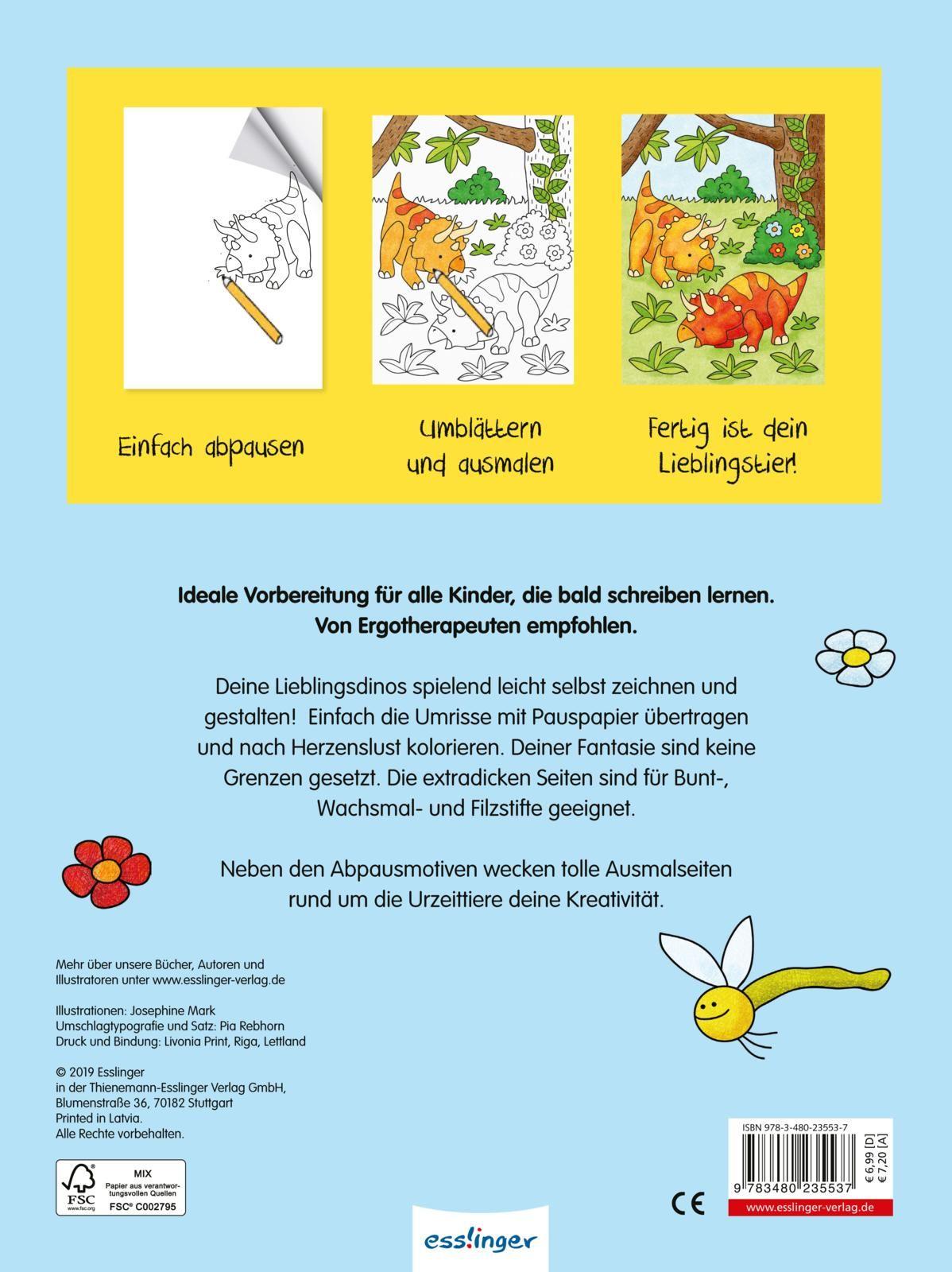 Rückseite: 9783480235537 | Malen mit Pauspapier: Bei den Dinos | Josephine Mark | Taschenbuch