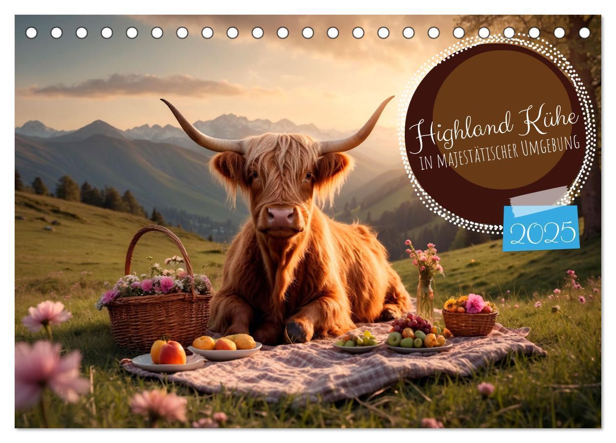 Cover: 9783383841309 | Highland Kühe (Tischkalender 2025 DIN A5 quer), CALVENDO...