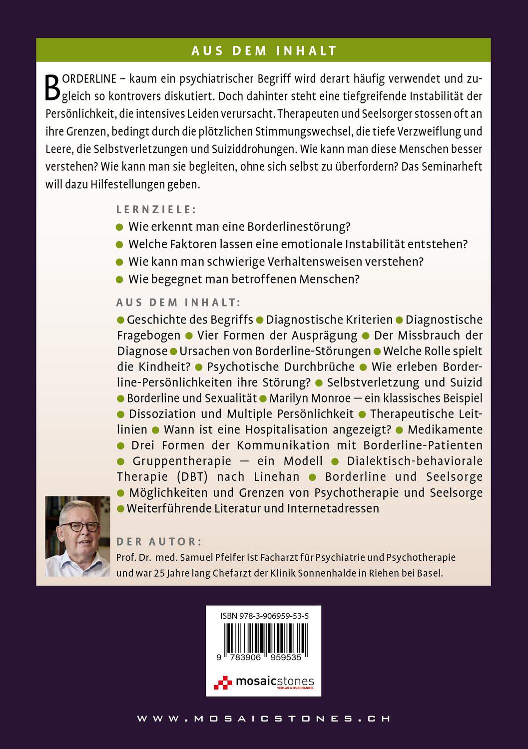 Rückseite: 9783906959535 | Borderline | Samuel Pfeifer | Taschenbuch | Deutsch | 2022