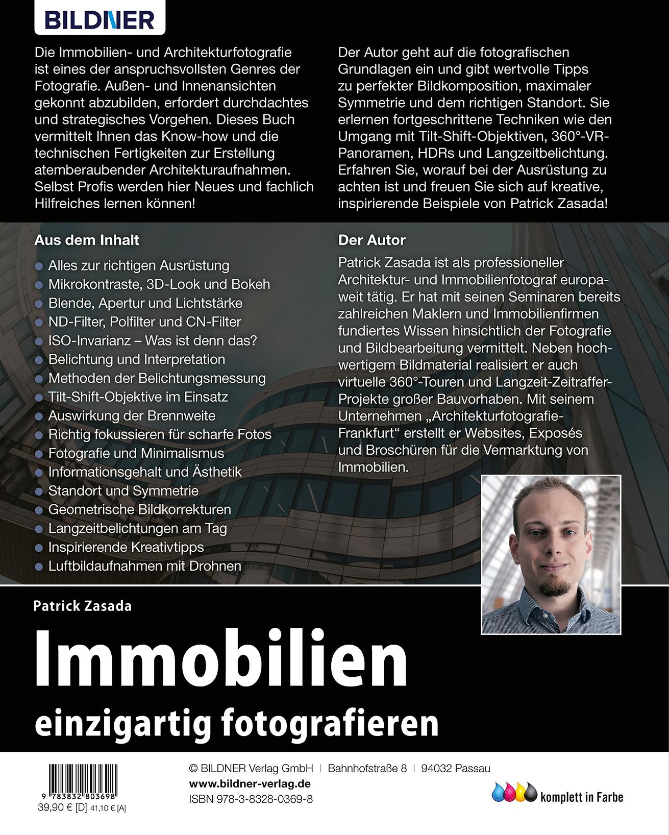 Rückseite: 9783832803698 | Immobilien einzigartig fotografieren | Zasada Patrick | Buch | 320 S.