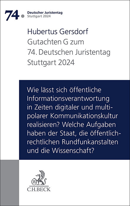 Cover: 9783406815539 | Verhandlungen des 74. Deutschen Juristentages Stuttgart 2024 Bd. I:...