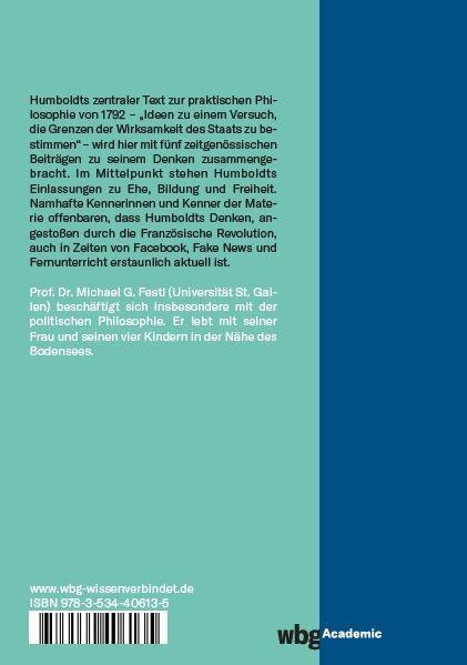 Rückseite: 9783534406135 | Wilhelm von Humboldts politische Philosophie | Michael Festl | Buch