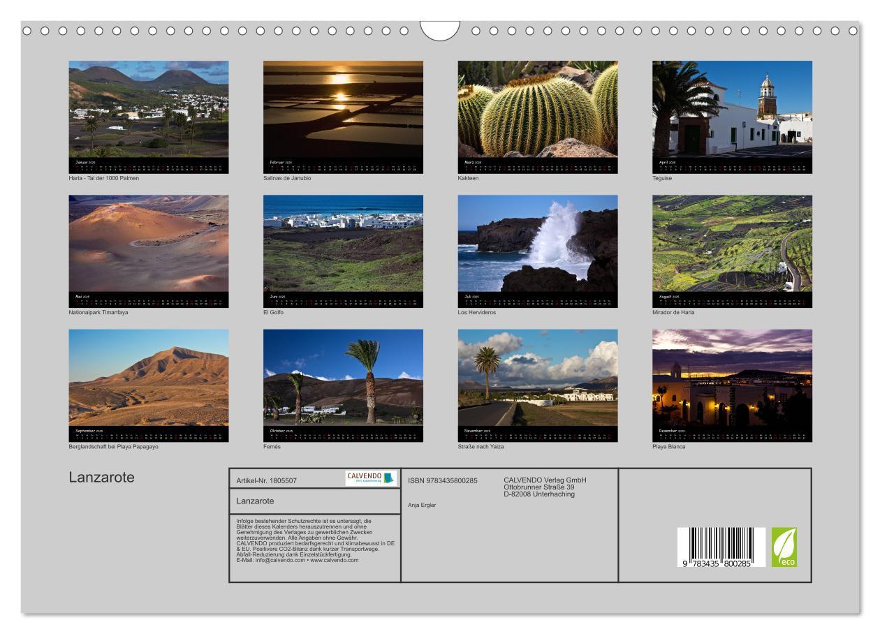 Bild: 9783435800285 | Lanzarote (Wandkalender 2025 DIN A3 quer), CALVENDO Monatskalender