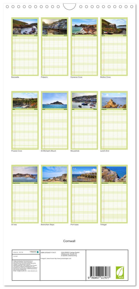 Bild: 9783457117477 | Familienplaner 2025 - Cornwall mit 5 Spalten (Wandkalender, 21 x 45...