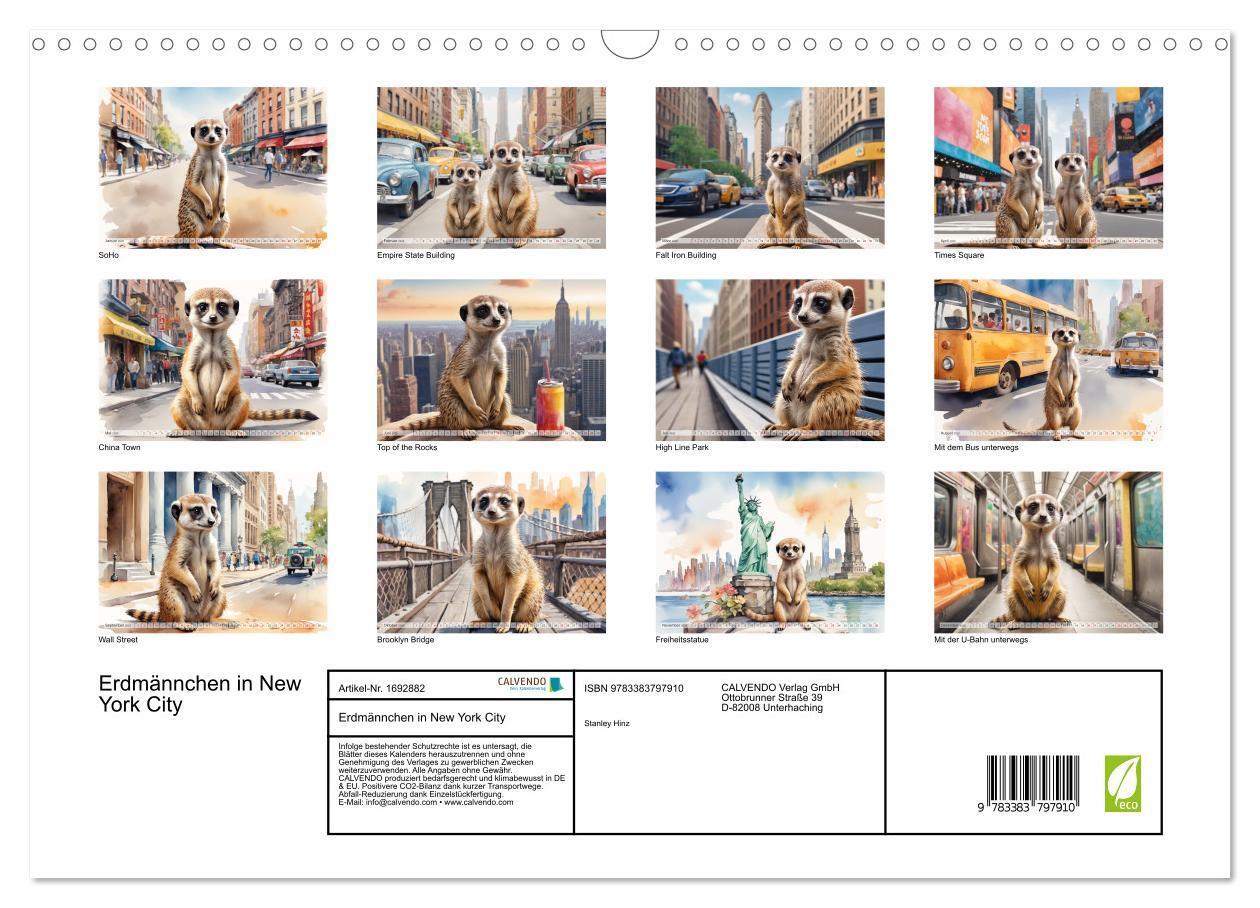 Bild: 9783383797910 | Erdmännchen in New York City (Wandkalender 2025 DIN A3 quer),...