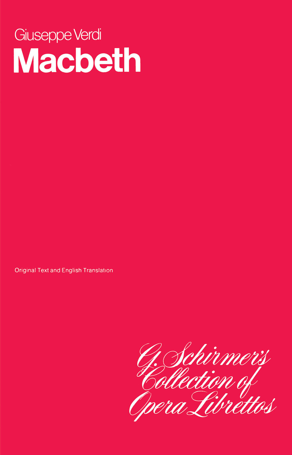 Cover: 73999148107 | Macbeth | Giuseppe Verdi | Opera | Buch | 1986 | G. Schirmer