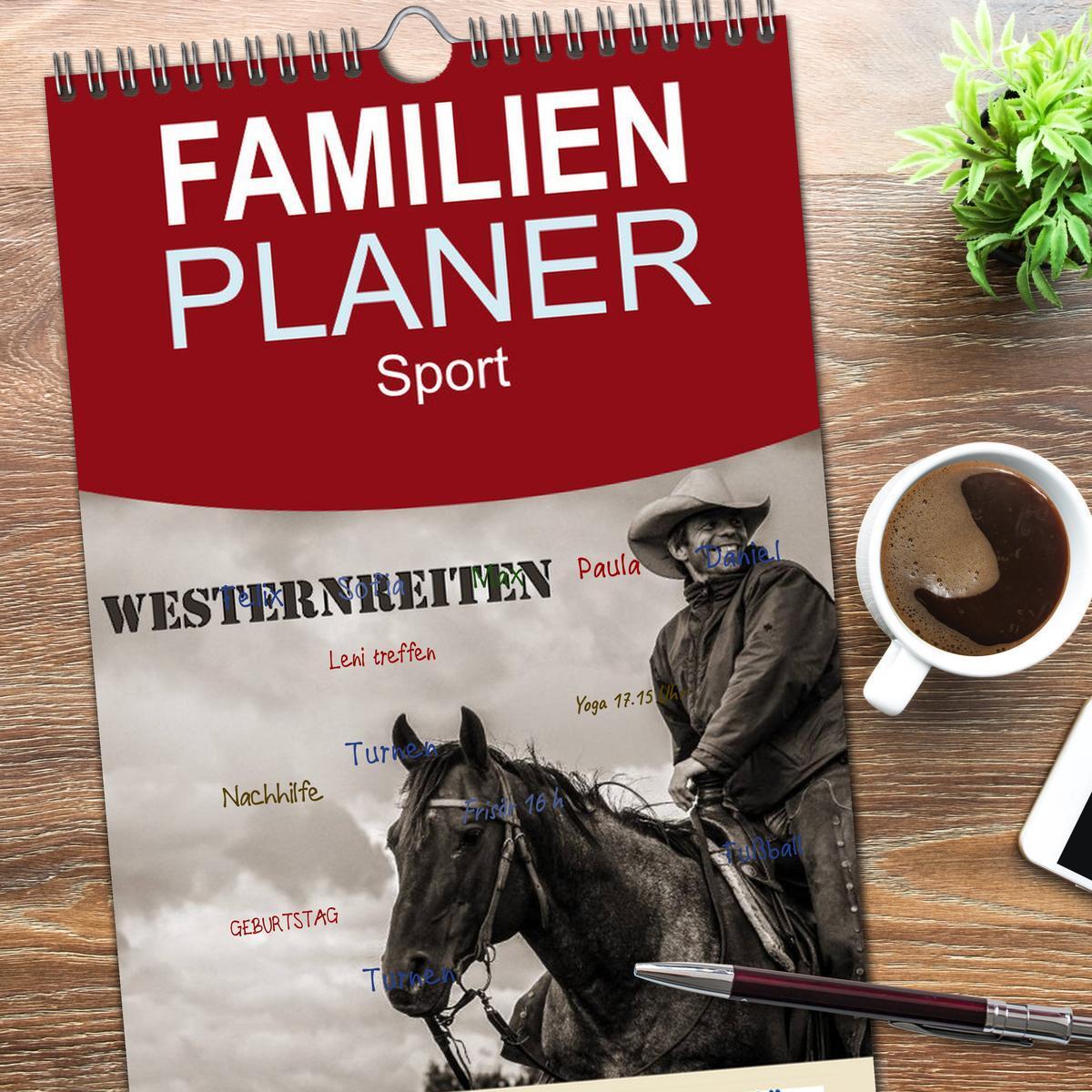 Bild: 9783457115749 | Familienplaner 2025 - Westernreiten mit 5 Spalten (Wandkalender, 21...