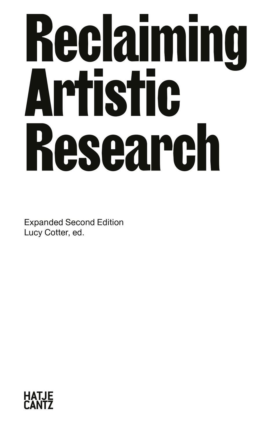 Cover: 9783775756402 | Reclaiming Artistic Research | Lucy Cotter | Taschenbuch | 552 S.