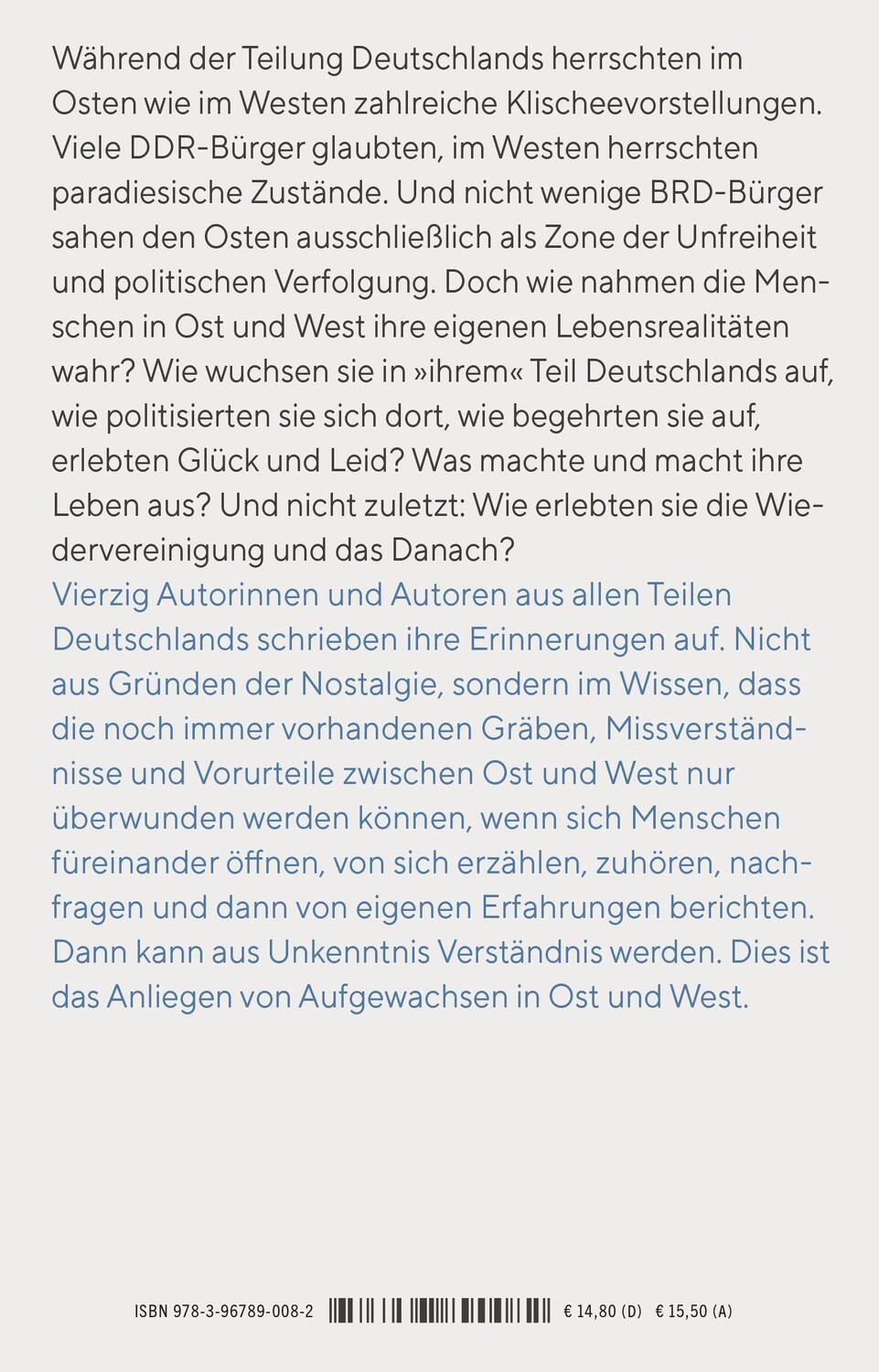 Rückseite: 9783967890082 | Aufgewachsen in Ost und West | Katrin McClean (u. a.) | Taschenbuch