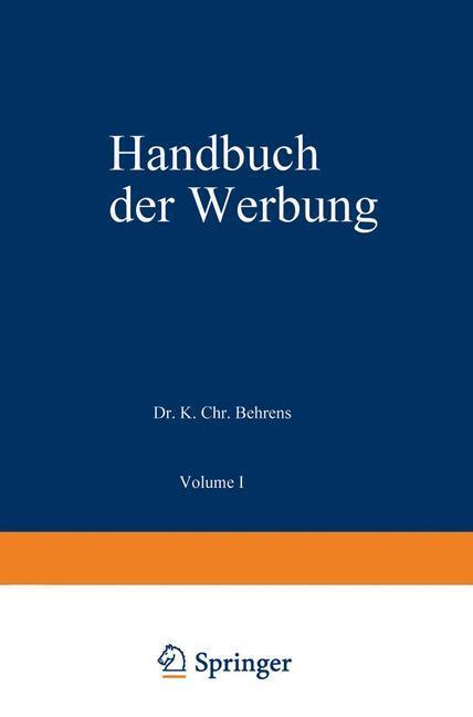 Cover: 9783409993029 | Handbuch der Werbung | Karl Christian Behrens | Taschenbuch | Deutsch