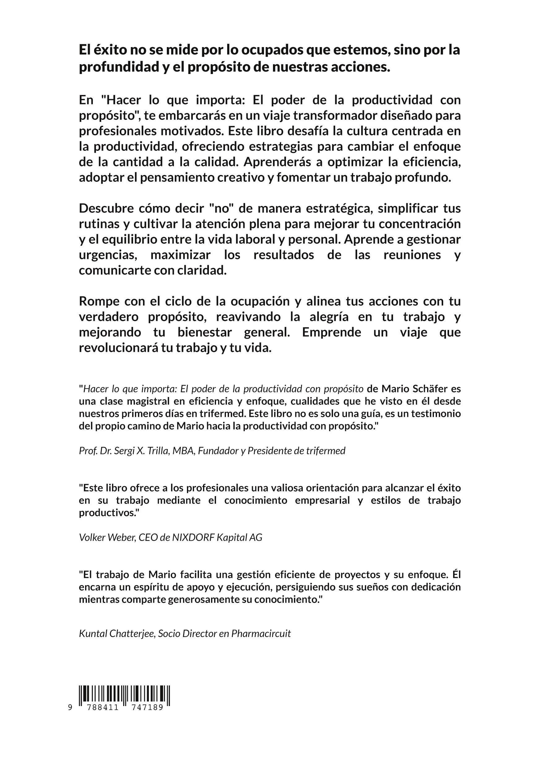 Rückseite: 9788411747189 | Hacer lo que importa | El poder de la productividad con propósito