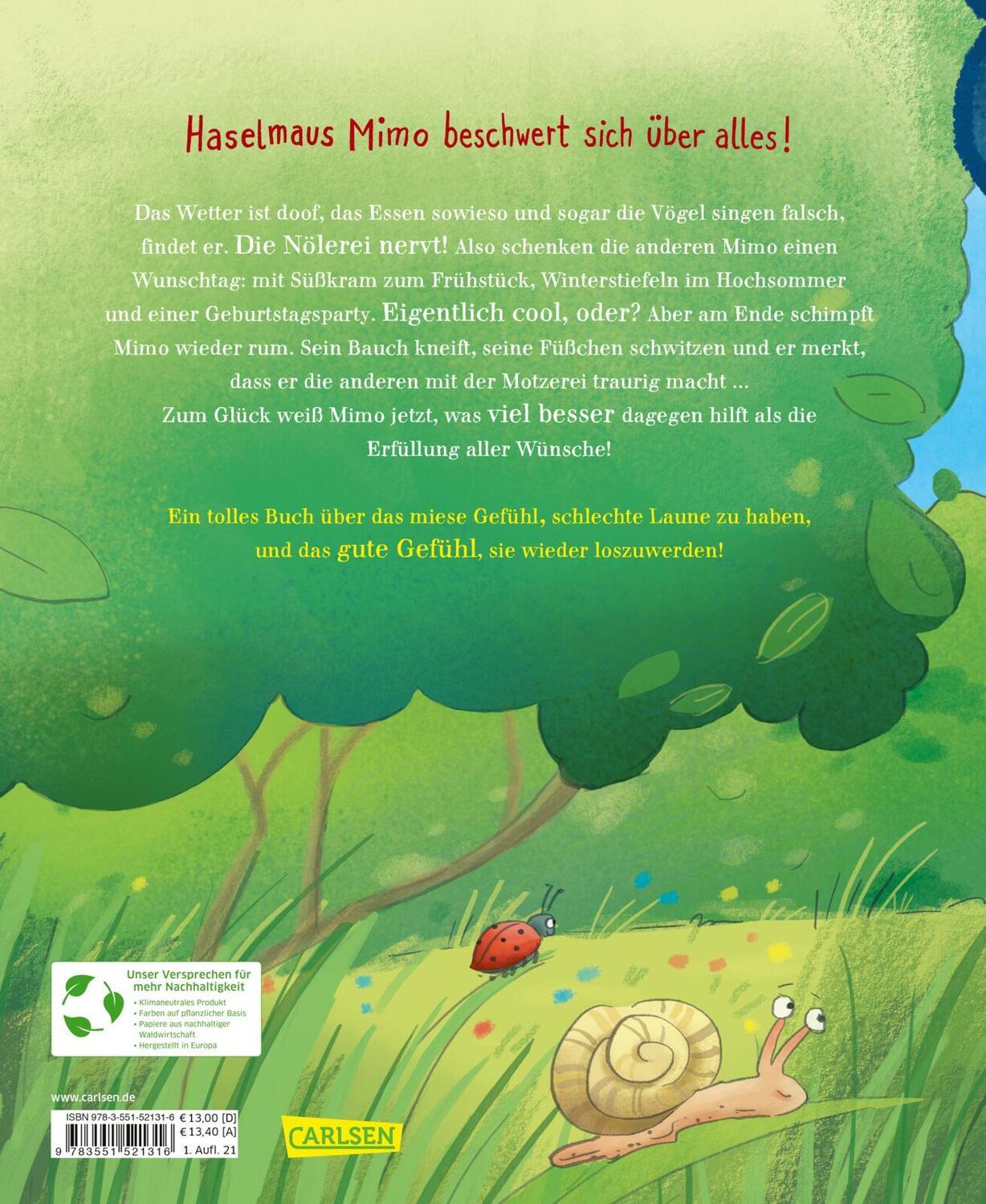 Rückseite: 9783551521316 | Mimo meckert | Anke Dörrzapf | Buch | 32 S. | Deutsch | 2021 | Carlsen
