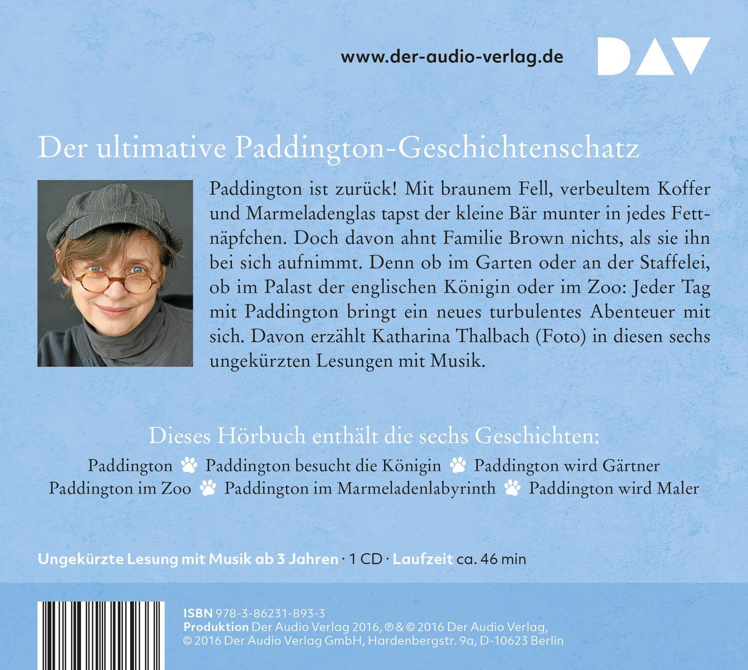 Rückseite: 9783862318933 | Die schönsten Geschichten von Paddington - Sechs Hörbuchabenteuer | CD