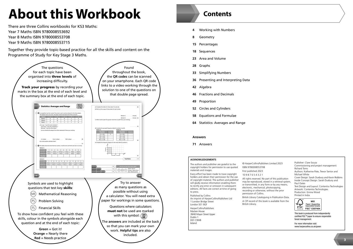 Bild: 9780008553708 | KS3 Maths Year 8 Workbook | Ideal for Year 8 | Collins KS3 | Buch