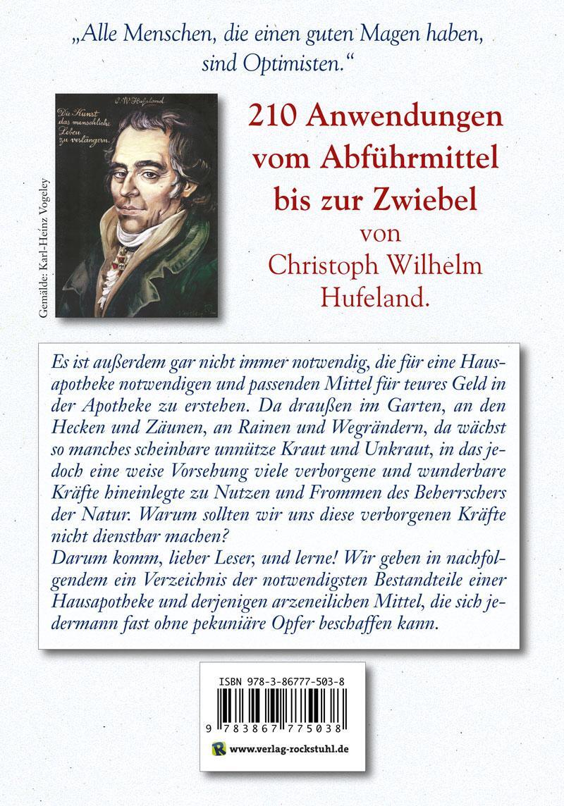 Rückseite: 9783867775038 | Dr. Hufeland's Hausapotheke | Christoph Wilhelm Hufeland | Taschenbuch